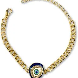 pradhan accessories Curvy Evil Eye Bracelet for Men & Women, Anti Tarnish, Diamond Studded, Gold Plated Jewellery, Minimal, Adjustable, Lightweight, Stylish Bracelet for Daily Use, Office Wear-picture-45
