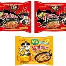 Sam Yang Buldak 2X Spicy Noodles 2&Buldak Cheese 1(Pack Of 3)(420Gm)(Imported)Instant Noodles Non-Vegetarian(3X140 G)(Combo Pack)-picture-30