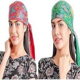 w+ Women Winter Woolen Headwear Fashion Printing |Head Scarf Winter caps for Girls_Free Size (Red and Green) (Pack of 2)-picture-10