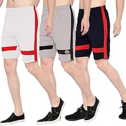 fort worth Combo Pack of 3 Sports Shorts for Men (White, Grey, Black, 34)-picture-57