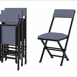 SAHNI PORTABLE FURNITURE Heavy Duty Iron/Metal/Steel Folding/Foldable Study Chair with Cushion Seat for Outdoor, Indoor, Dining, Office, Mulitpurpose (Navy Blue Cushion) (Set of 4)-picture-15