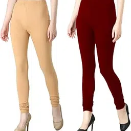 Women's Cotton Leggings | Ultra-Soft, Stretchable and Comfortable | Casual Slim Fit Full Length Leggings for Women and Girls (Combo Pack of 2)-image-99