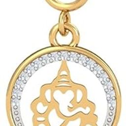 kuberbox 18K Yellow Gold Diamond Ganpati Charm for Women-picture-30