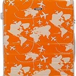 teakwood leathers Aeroplane Printed 360 Degree Rotation Hard Cabin Trolley Bag (Orange, Large)-picture-26