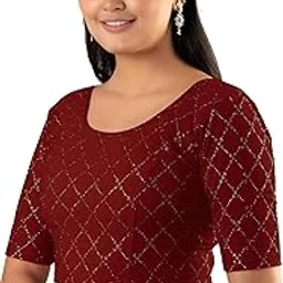 vasanam Women's Anita Velvet Blouse – Half Sleeve Readymade Design with Soft Velvet Finish-picture-27