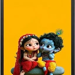Radha Kanha Ji Kids Art Frame A4 Divine Love Modern Wall Decor | Ideal Gift for Mandir, Housewarming & Festivals | baby krishna radha photo frame-picture-23