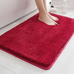 How Nice Home Doormat 2500 GSM Microfiber Super Soft Anti Skid Water Absorbent and Machine Washable Luxury Mats for Bathroom, Kitchen, Entrance Mat(40cm x 60cm, Pack of 1) (Bathroom Mat Red Matt)-picture-16