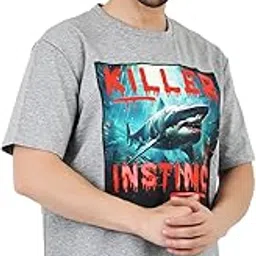 sageware T-Shirt Stylish for Men Cotton Febric Killer Shark Design Over Size t-Shirt for Men-picture-24