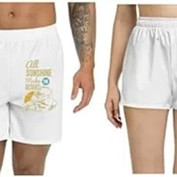 Men and Women Printed Regular fit Casual Polyester Couple White Shorts (ZPOD-0000475-set-M_ms)-picture-35