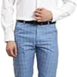 sojanya (Since 1958 Men's Cotton Blend Black & Off White Checked Formal Trousers-picture-28