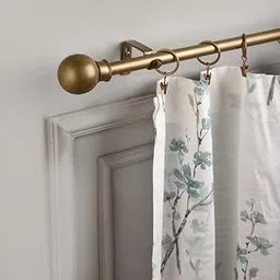 The Decor Mart 84"-144" Adjustable Curtain Rod for Door & Windows with Brackets Set Curtains Hanging Extendable Iron Metal Pipe Holder with Gold Ball Finial-image-46