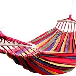 Supreme Mall (Label) Outdoor Camping Canvas Fabric Portable Garden Hammocks Striped Ultralight Outdoor Beach Swing Bed With Strong Rope, Swing For Garden (200Cm X 150Cm)(Cotton,Nyon)(Multi-Colour)-picture-12
