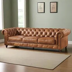 Unique Furniture Art - Classic Leatherette Chesterfield Sofa Set, Button Tufted, Classic Style, Tuffted Polished Sofa Set for Living Room, Bedroom, Hallways (3 Seater)-picture-17