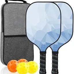 Pickleball Paddles Set of 2 or 4, USAPA Approved Pickleball Paddles Set with 4 Pickle Balls and Carry Bag, Fiberglass Rackets 2 Pack Gifts for Beginners&Pros (Light Blue) image 1