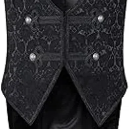 darcchic Mens Vest Waistcoat Tailcoat Black Damask Gothic Steampunk Victorian-picture-42