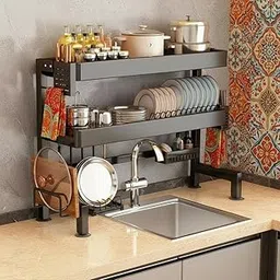 Premium Stainless Steel Over-the-Sink Dish Drying Rack | Multi-Layer Kitchen Organizer with Utensil Holder, Knife Stand, Cutting Board Rack & Slip-Resistant Stand |Dish Drainer for Basin-image-50