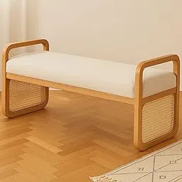 Goldview Furniture Solid Harmony Wooden Rattan Bench – Indoor & Outdoor Seating Table for Living Room, Hallway, or Entryway-picture-10