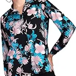 Women Casual Sky Blue Floral Printed Shirt | Collar Button Shirt | Full Sleeve Shirt | Trendy Shirt | Regular Casual Shirt-image-51