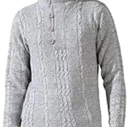 campus sutra Men's Sweater | Stand Collar, Ribbed Cuff Sleeves, Half-Button Closure, Ribbed-Straight Hem | Solid Jacquard for Casual-picture-27