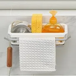Dishcloth Holders Kitchen Rag Stand Sponge Drainage Tray Sponge Storage Rack | Basket for Kitchen and Bathroom with Tray (Multi-Color, Pack of 1).-picture-12