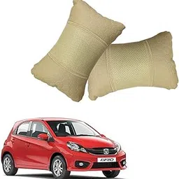 Adroitz Beige Universal Neck Rest Pillow Faux Leather Material in Football Design for All Car_1255-picture-49