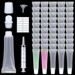 MAYCREATE® 50pcs Clear Lip Gloss Tubes Set, 10ml Empty Lip Balm Containers with Caps, Syringes & Labels Kit, Plastic Soft Squeeze Tubes for DIY Cosmetic Sample Pigment Powder (Sample Not Included)-image-31
