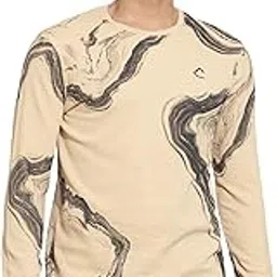 being human Men's Cream Abstract Full Sleeve Crew Neck T-Shirt-picture-31