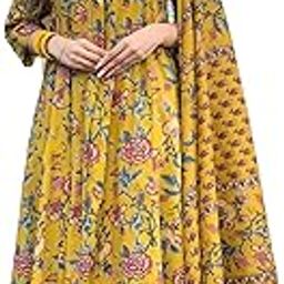 gosriki Women's Rayon Viscose Printed Anarkali Kurta with Palazzo & Dupatta-picture-4