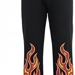 Men’s Black Flame Graphic Joggers | Skater & Hip Hop Streetwear Pants-image-65