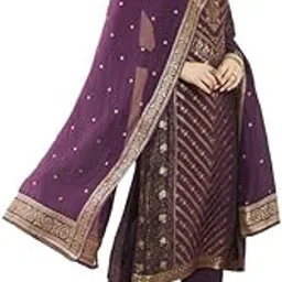 soch Womens Wine Brocade Floral Print and Zari Woven Suit Set with Dupatta-picture-21