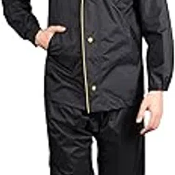 prince Rock Men’s Raincoat Set with Hood – Waterproof Jacket & Pants Combo (Available in Multiple Colors) (IN, Alpha, L, Black)-picture-32