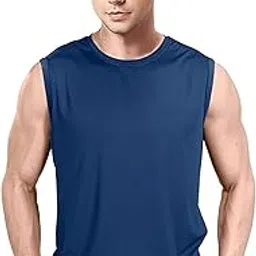 Adorbs Men's Dryfit Active Performance Solid Round Neck Sleeveless Polyester T-Shirt-picture-45