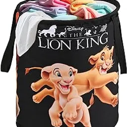 Heart Home 45L Foldable Dirty Clothes Laundry Basket With Handles For Washing - Baby Unwashed Dress Bin/Storage Box | Disney Lion King - Black-picture-16