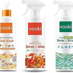 Vooki Nature Powered Natural Dish Wash Gel, Ecofriendly Hard Stains Spray and Tough Lime Scale Stain Descaler Remover Spray, 500 Ml Each - (Combo Pack of 3)-picture-23