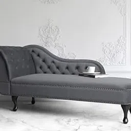 Paradise Wood - Modern Velvet Chaise Lounge, Button Tufted Sofa with Nailhead Trim, Queen Anne Legs, Couch for Living Room, Bedroom, Hallway, Guest Room. (Dark Grey)-picture-36