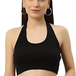 dealzone Women's Neck Stape Round Neck Cotton Blend Crop Top-picture-35