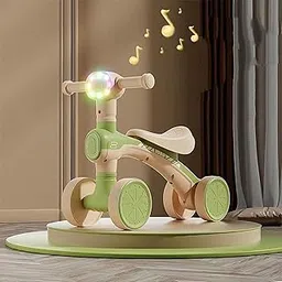 Balance Bike Colorful Lighting Baby for 2-6 Year Old Girl & Boy, Toddler Training Walker, 4 Wheels & Comartable Seat, First Birthday Gift (Green)-picture-26