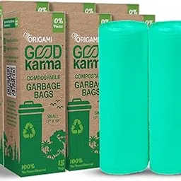 Good Karma Compostable & Eco Friendly Garbage Bags | 17 x 19 Inches Small Pack of 6 | (15 Bags per Pack) For Dry & Wet Trash (Green)-picture-11