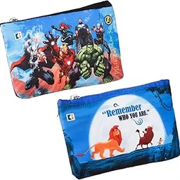 kuber industries Pack of 2 Pencil Pouch | Square Stationary Pouch | Pencil Utility Bag | Zipper Pencil Organizer | Pen-Pencil Box for Kids | School Geometry Pouch | Black & Blue-picture-34