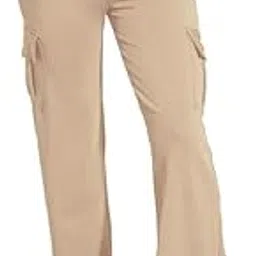 dream beauty fashion Women's High Waist Trouser Track Pant with Side Pocket Cargo Pant Parallel Leg for Casual Office Work wear (Rox 1)-picture-20