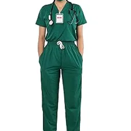 NEXT GEN WOMEN DOCTOR HALF SLEEVES SCRUB TOP AND PYJAMA WITH CAP AND MASK (Green, S)-picture-11