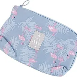 House of Quirk Multi-function Portable Digital Product Storage Electronic Accessories Travel Cable Organizer Pouch Shock-Proof Charger Data Line Bag - Grey Flamingo, Polyester-picture-12