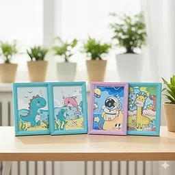 AYLA World 5D DIY Diamond Painting Art Kit for Kids (Pack of 4) with Anime Cartoon Frame, 5.5 Inches, Decorative Art and Craft Birthday Return Gift for Kids|Children|Boys and Girls Age 5+ [Cartoon Characters Vary Random Design] (4)-image-47