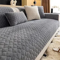 Styleys Ultra Soft Velvet Anti Slip Sofa Arm Cover 2 Pcs - 70X60cm, Dark Grey, FLRSYCSFD-1A-picture-10