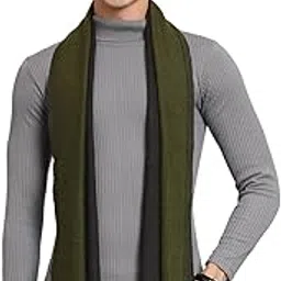 Ravaiyaa - Attitude is everything Boy Wool Muffler Casual Winter Wear Warm Scarf Knitted Pashmina Muffler 72"x14" Inch (Green & Black)-picture-27