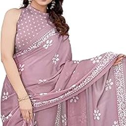 mirchi fashion Women's Latest Chiffon Batik Printed Saree with Blouse Piece-picture-2