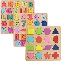 ZUUNOID Wooden Learning Educational Game Board for Kids, Puzzle Toys for 2 Years Old Boys & Girls (Alphabets, Numbers & Shapes)-picture-17