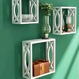 GIFTO SHOPPEE Wall Mounted Decorative Shelves - Set of 3 Black Wall Mount Shelf for Stylish Living Room Decor & Smart Storage Solutions (White)-picture-10