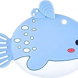 Rukan Fish Teether Toy - Soft Silicone for Babies 3-12 Months, Textured Surface for Soothing Gums, BPA Free (Blue)-picture-53