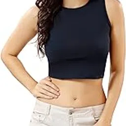 trasa Women’s Sleeveless Nylon Racer Back Crop Tank Tops - Available Sizes - XS, S, M,L,XL,2XL-picture-20